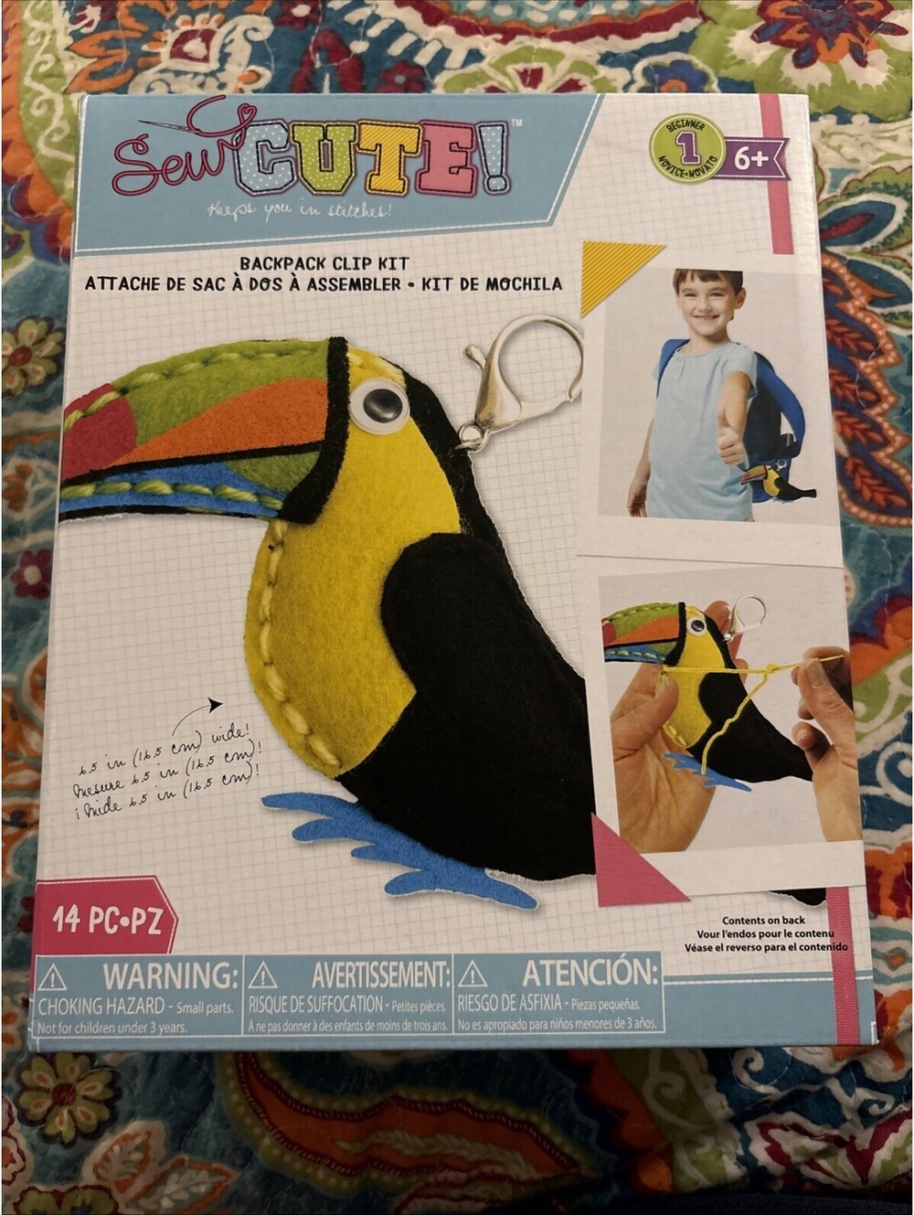 DIY Sew Cute Toucan Kids Beginner Felt Clip Sewing Kit Daycare homeschool Craft